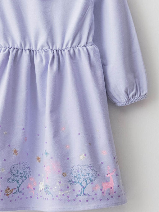 Yakas? F?rf?r Detayl? Desenli Uzun Kollu K?z ?ocuk Elbise - Waikiki фото 3