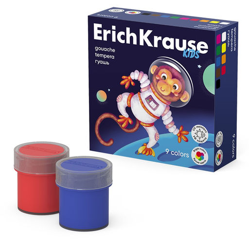 Гуашь ErichKrause "Animal" 9цв. 20мл. (61409)