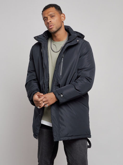 Парка мужская зимняя удлиненная молодежная темно-синего цвета 8302TS - Wonderrman фото 9