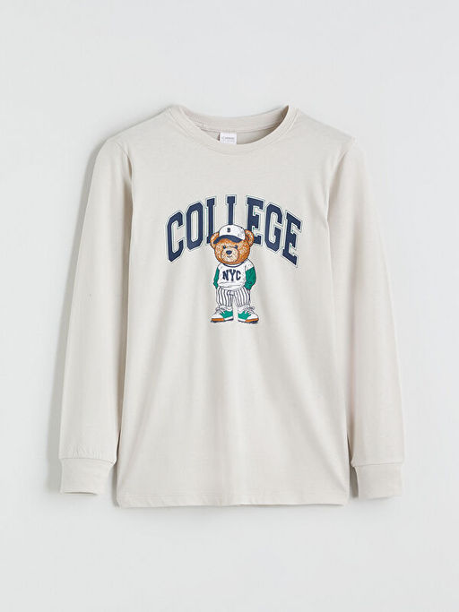 Bisiklet Yaka Ay? Teddy Bask?l? Erkek ?ocuk Pijama Tak?m?