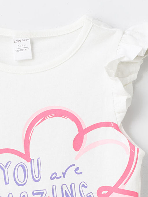 Bisiklet Yaka Kolsuz Bask?l? K?z Bebek Ti??rt - Waikiki фото 2