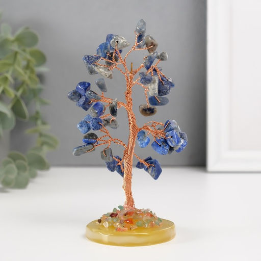 Бонсай декоративный «Денежное дерево», синий, 60 камней, 5.5×5.5×15.5 см