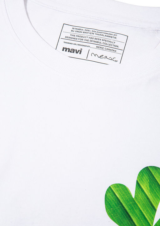 S?rt Bask?l? Istanbul Tisort - Mavi фото 7