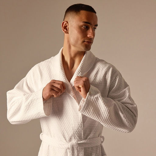 Халат вафельный мужской SL HOME: Waffle «Блан де Блан», размер L, хлопок 100%, белый