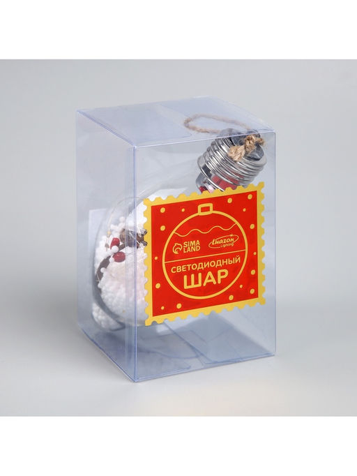 Ёлочный шар Снежные нити, 5 LED, от батареек, свечение тёплое белое - Luazon lighting фото 12