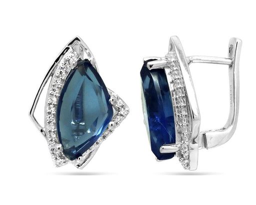 Серьги из серебра танзанит выращ., Моде