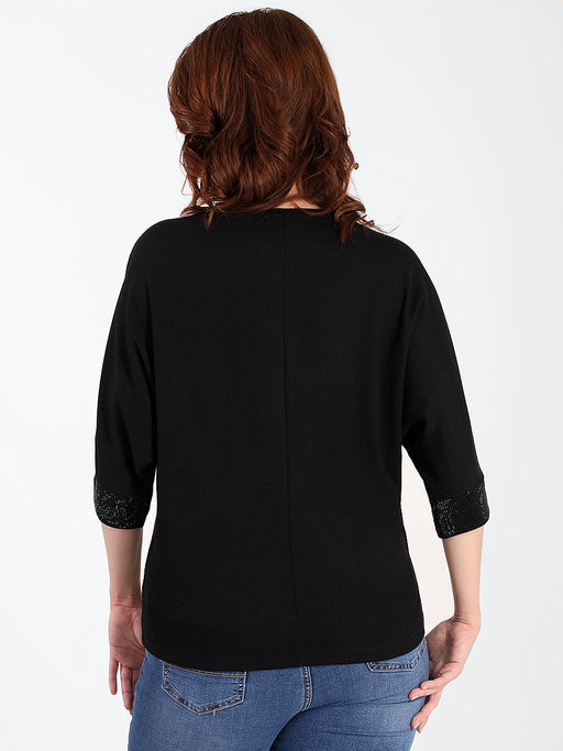 Блузка со стразами на рукавах - Almond фото 2