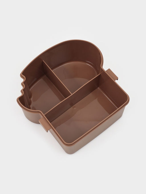 Ланч-бокс "Завтрак", 3 отделения, вилка и ложка, размер 16х15,5х8 см, цвет коричневый