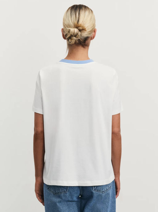 Футболка с принтом и контрастной горловиной / Zarina  фото 6