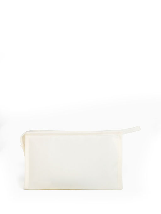 Косметичка треугольная на молнии, с надписями, средний размер, белая