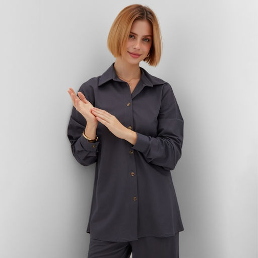 Костюм женский (рубашка, брюки) MINAKU: Home Collection, размер 48, графит