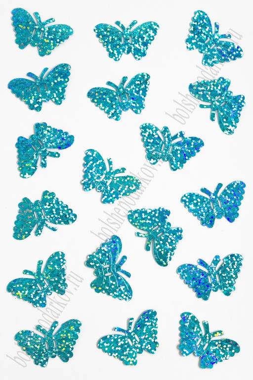 Пайетки "Бабочки" 34*22 мм*50 гр (SF-3071), бирюзовый