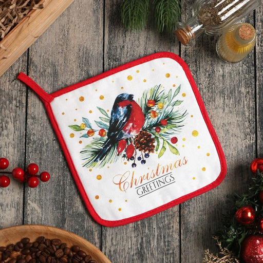 Прихватка Этель Christmas greetings, 19?19 см, МИКС, саржа, хлопок 100%, ватин 250 г/м?