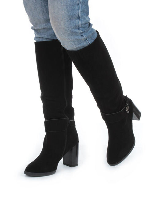 02-DL17-57 BLACK Сапоги зимние женские (натуральная замша, натуральный мех) - Фабричный китай фото 4