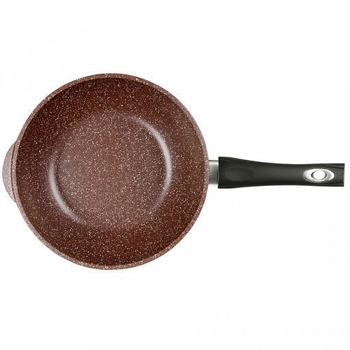 Сотейник с антипригарным покрытием д24см "Шоколад", h8,2см, s0,4см, ручка из термостойкого пластика, стеклянная крышка с пароотводом, подарочная упаковка (Россия)