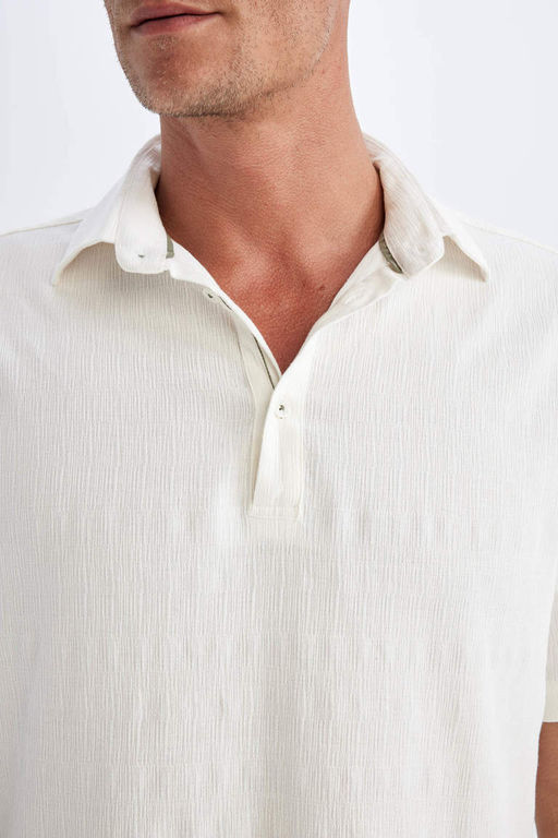 Текстурированная рубашка обычного кроя с короткими рукавами - Defacto фото 5