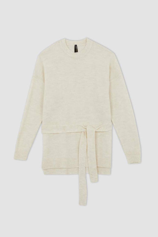 Свитер-туника с круглым вырезом Relax Fit - Defacto фото 9