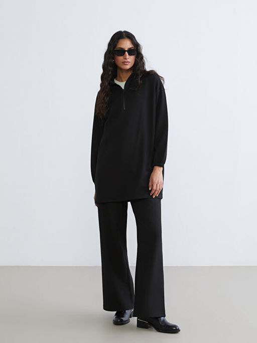 Dik Yaka Oversize Kad?n Sweatshirt Tunik