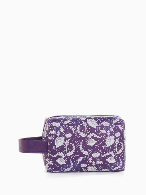 Косметичка на молнии женская, с ручкой, маленькая, с рисунком, фиолетовая - Simaland фото 2