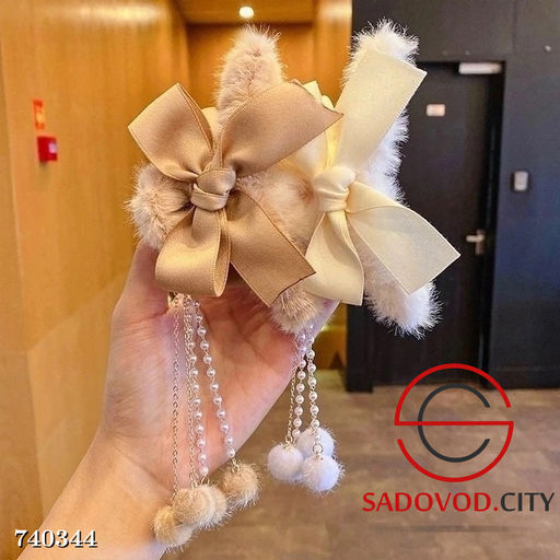 Крабик для волос с бантом и перламутровыми бусинами - Bruno фото 8