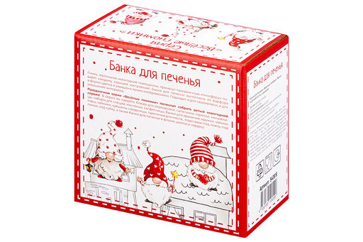 Банка д/печенья 14,8*14,8*11,5 см 760 мл Весёлые гномики с деревянной крышкой - Elan gallery фото 24