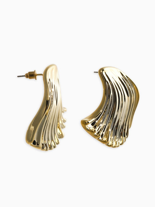Цена за 2 шт. Серьги пластик "Волна", цвет золото