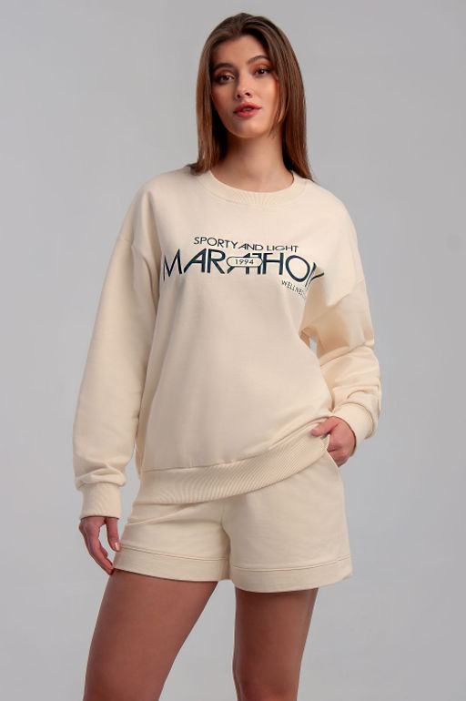 Арт. 2534 Костюм женский с шортами 42-48 (4 шт) Цвет:молочный - Калинка фото 2