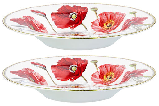 Набор тарелок 2 пр. 400 мл 22*22*4 см "Маки" глубокие NEW BONE CHINA