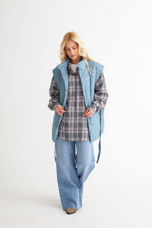 Жилет со стойкой oversize эвкалипт