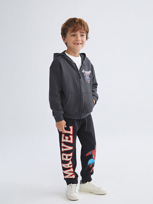 Spider-Man Bask?l? Erkek ?ocuk Fermuarl? Sweatshirt