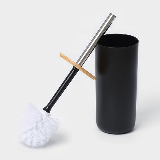 Аксессуары для ванной комнаты SAVANNA Вуди, 6 предметов, мыльница, дозатор, 2 стакана, ёршик, ведро, чёрные фото 4