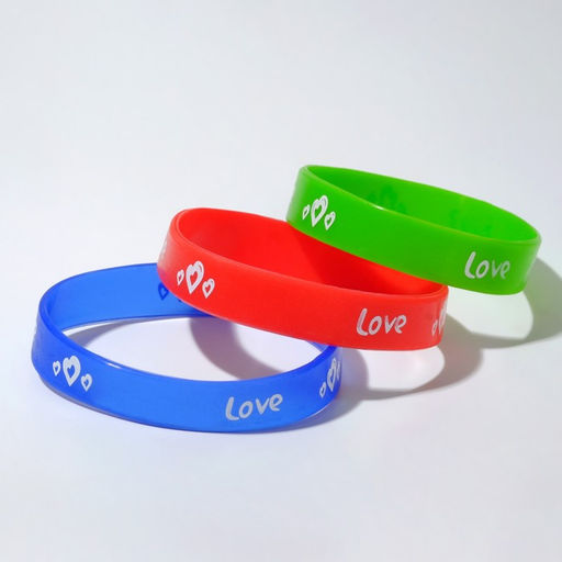 Силиконовый браслет Love, набор 3шт, цвет МИКС, 5,7см - Queen fair фото 3