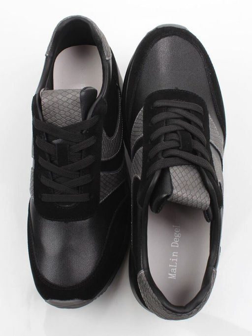 03-A1003-4 BLACK Кроссовки женские (натуральная кожа, натуральная замша) - Фабричный китай фото 13