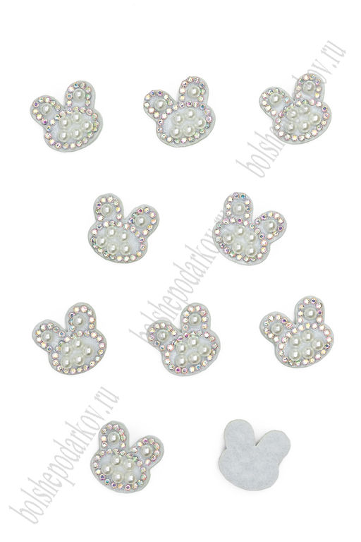 Патчи из фетра со стразами "Зайчик" 2*2,2 см (15 шт) SF-7699