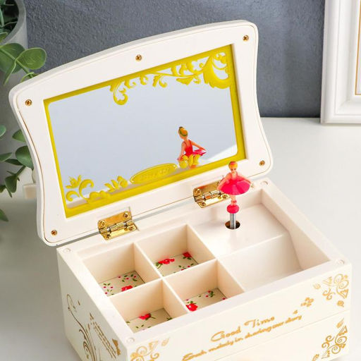 Шкатулка музыкальная механическая «Трельяж с золотым узором», пластик, 16.5×11×20 см