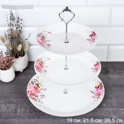 Ваза для канапе 3-х ярусная Евро / FLMLQP75/85/105 (19010-1/уп 12/ Розовая композ 737137