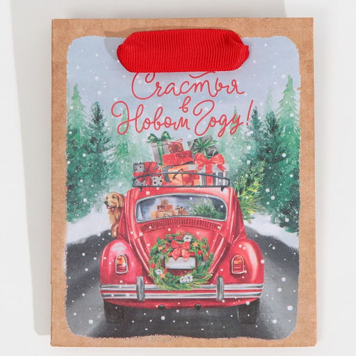 Пакет крафтовый вертикальный Новогодний экспресс, S 12 15 5.5 см - Дарите счастье фото 6