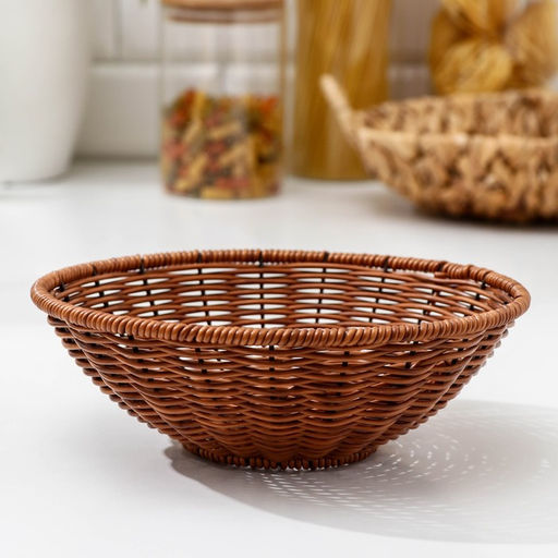 Корзинка для подачи Доляна Огайо, d=23 см, круглая, цвет коричневый