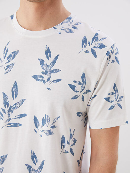 Bisiklet Yaka Bask?l? Penye Erkek Ti??rt