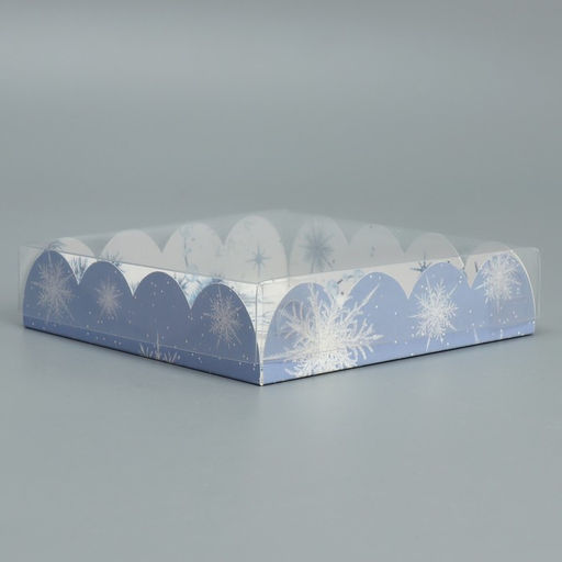 Цена за 5 шт. Коробка для кондитерских изделий с пластиковой крышкой «С Новым годом!», 13×13×3 см