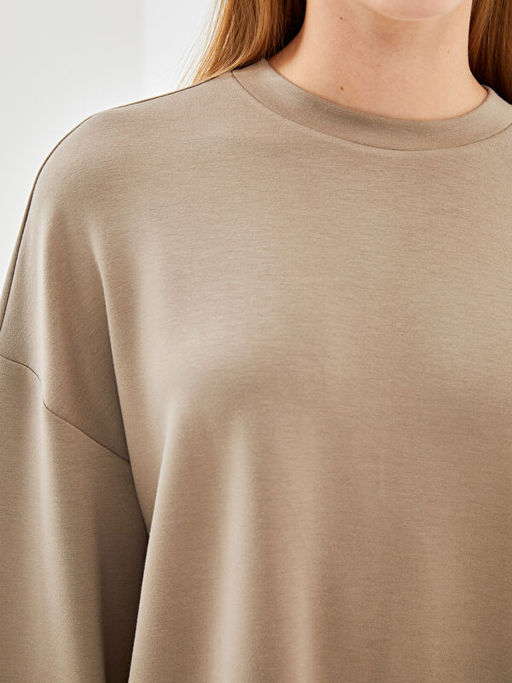 Bisiklet Yaka Oversize Kad?n Sweatshirt