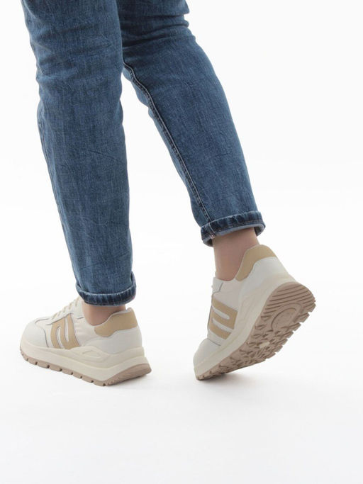 03-WG040-2M MILK/BEIGE Кроссовки демисезонные женские (натуральная кожа) - Фабричный китай фото 3