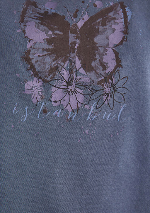 Kelebek Bask?l? Mavi Istanbul Tisort  фото 6