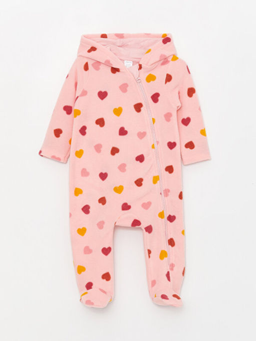 Kap??onlu Uzun Kollu Desenli K?z Bebek Tulum