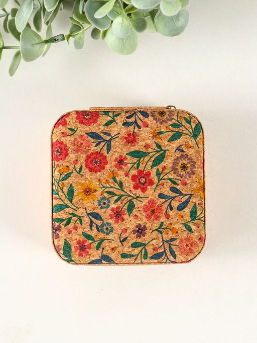 Шкатулка для украшений «Цветочная», пробка, кожзам, 10×10×5 см