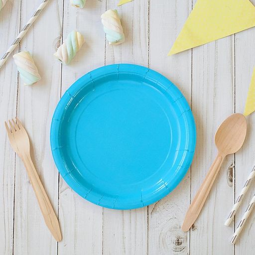 Цена за 10 шт. Тарелка бумажная, однотонная, 18 см, голубой цвет - Страна карнавалия фото 11