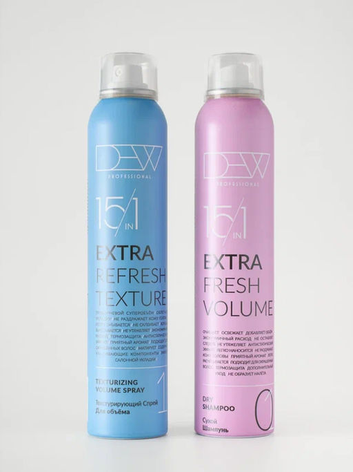 DEW Professional Набор для волос: Текстурирующий спрей + Сухой шампунь, 200 мл x 2