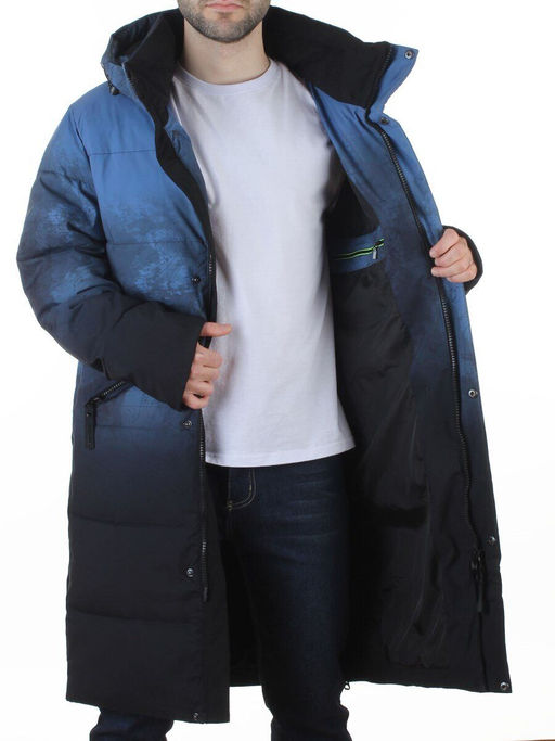 6782 BLUE/BLACK Куртка мужская зимняя удлиненная (био-пух)