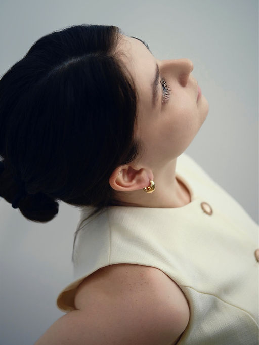 Серьги металл «Эфир» полукруг, цвет золото