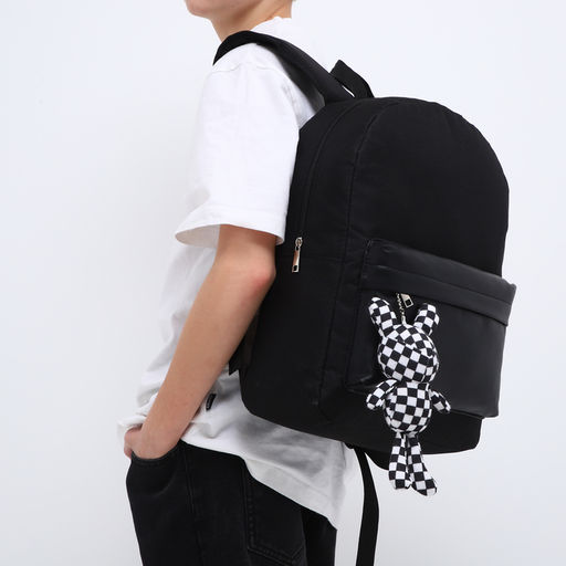 Рюкзак текстильный с карманом кожзам, 38х29х11 см, черный - Nazamok фото 9